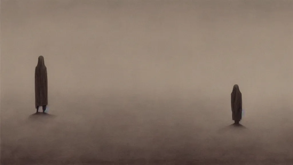 Image similar to the lonely specter by Zdzisław Beksiński, cinematic