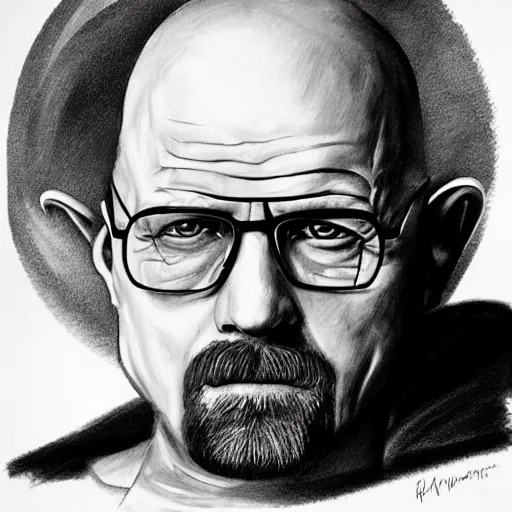 Image similar to self portrait of Heisenberg, realistic, sketch, hyperdetailed, by Anna Bregman