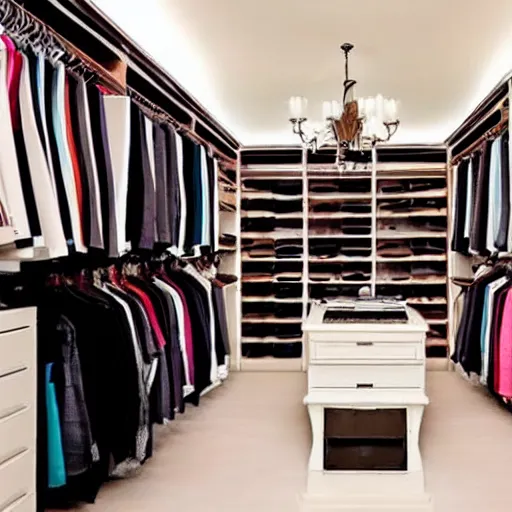 Image similar to a trillionaires walk in closet