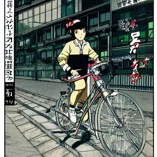 Image similar to 1980s seinen manga 🚲🚲🚲!!!!!