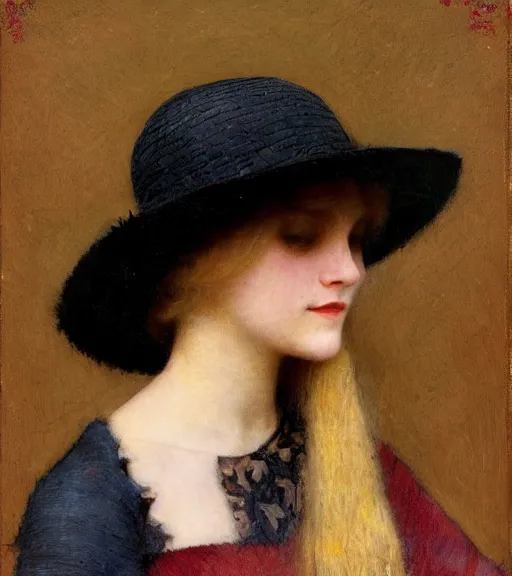 Prompt: annasophia robb with straw hat, john bauer and bouguereau