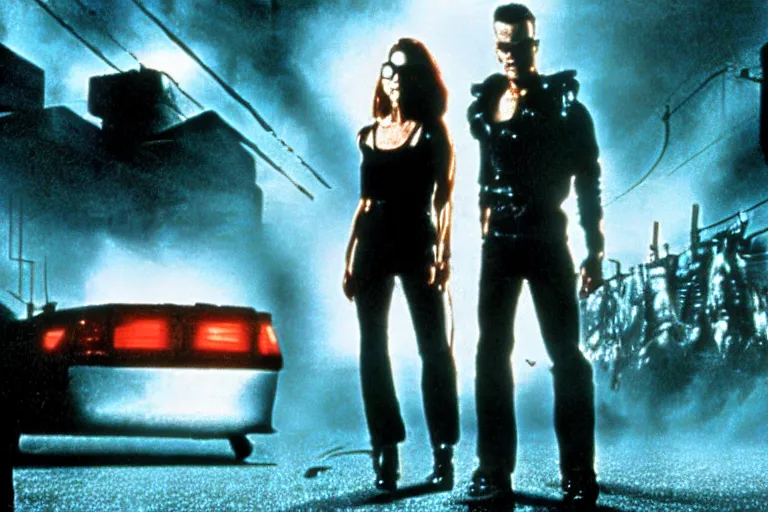 Image similar to scene from Terminator 2 - Judgement Day, in the style of Matrix