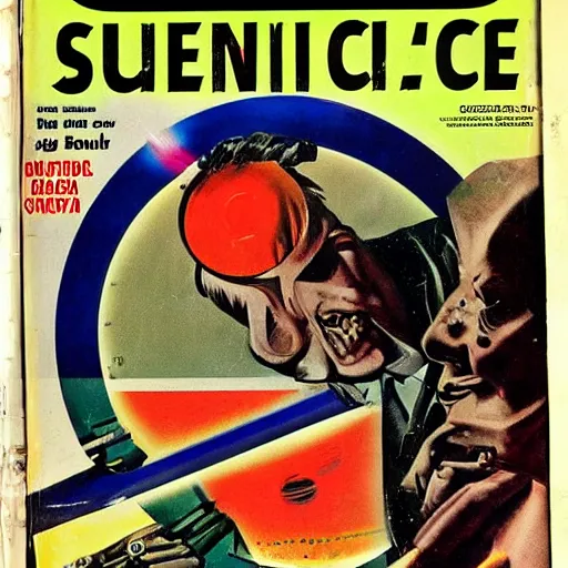 Image similar to cover art from a pulp science fiction magazine from 1 9 4 7