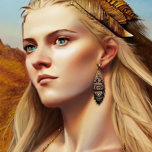 Prompt: sketch drawing of beautiful greek goddess aphrodite with arrowhead earrings and beautiful feather jewelry, beautiful piercing eyes, beautiful blonde hair, hyper realistic face, in the style of greg rutkowski, fantasy, amazing detail, epic, elegant, smooth, sharp focus, from the front