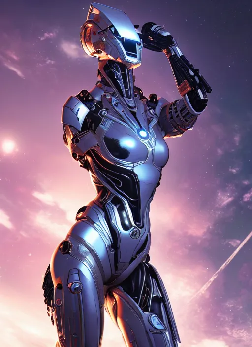 Image similar to photo of a cyborg girl on a space ship, warframe armor, scifi, professionally color graded, interesting angle, sharp focus, 8 k high definition, insanely detailed, intricate, innocent, art by stanley lau and artgerm