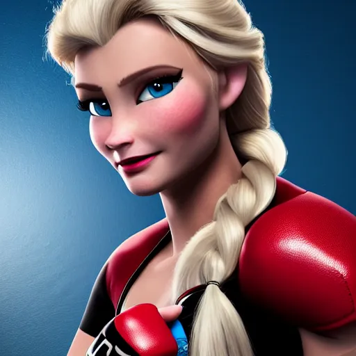 Prompt: elsa ufc fighter promo shot, 8 k, highly detailed