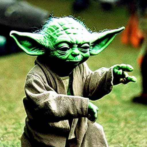 Image similar to yoda performing at woodstock