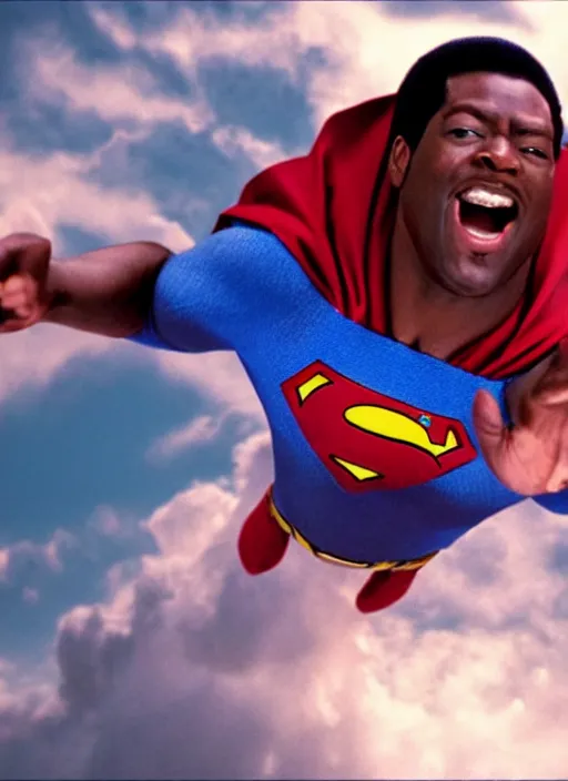 Image similar to film still of Afroman as Superman in Superman, 4k