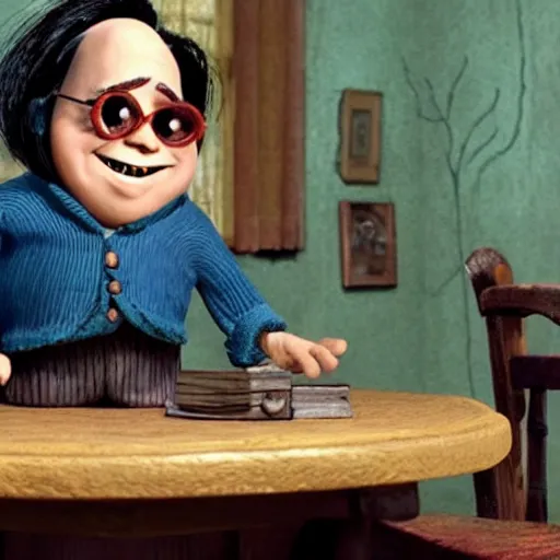 Image similar to A still of Danny Devito in Coraline