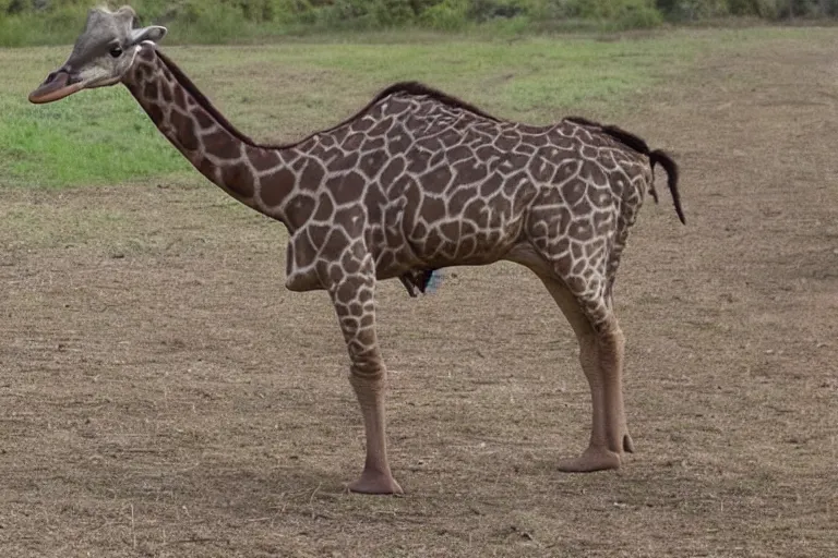 Prompt: a platypus giraffe hybrid