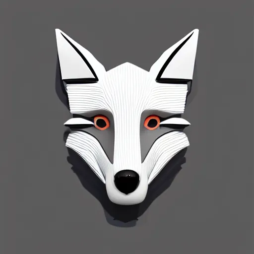 Image similar to an abstract, simplified icon depicting a fox's head, white background, elegant, award-winning, clever, render, blender, 3d, high quality, app, ios