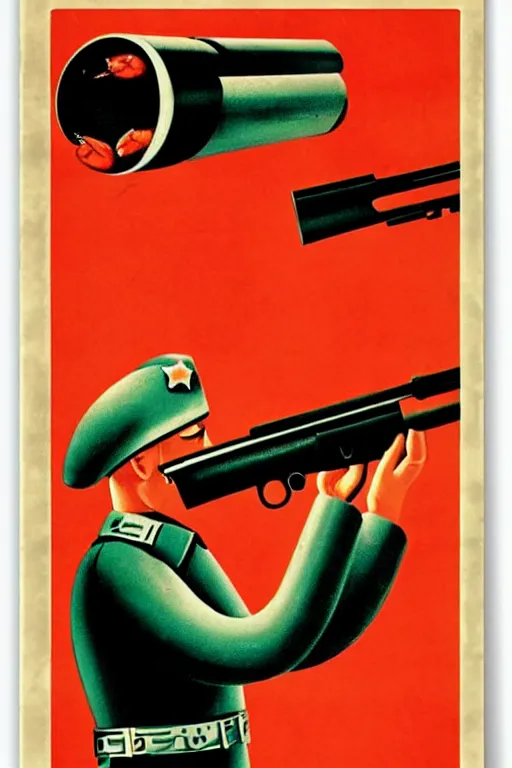 Image similar to Shrimp with a gun OK a Soviet Propaganda Poster