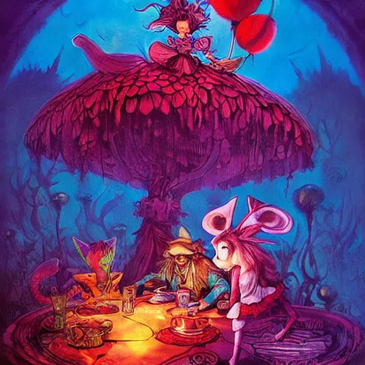 Image similar to alice in wonderland, by ross tran and basil gogos and phillipe druillet and paul lehr, trending on artstation hq, deviantart, pinterest, 4 k uhd image