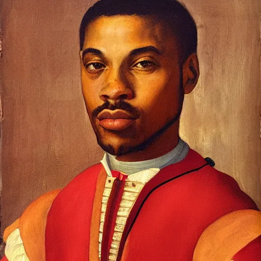 Image similar to a renaissance style portrait painting of steve lacy