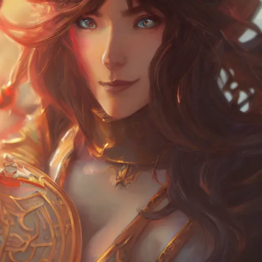 Prompt: Closeup of Lucina from Fire Emblem, D&D, fantasy, intricate, elegant, highly detailed, digital painting, artstation, concept art, matte, sharp focus, illustration, hearthstone, art by Artgerm and Greg Rutkowski and Alphonse Mucha