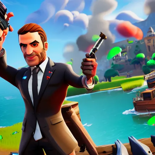 Image similar to macron in the video game fortnite