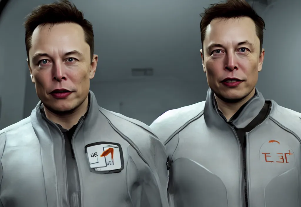 Image similar to elon musk in half life, elon musk in the video game half life, gameplay screenshot, close up, 3 d rendering. unreal engine. amazing likeness. very detailed.