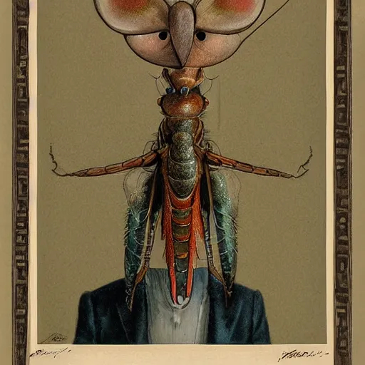 Image similar to portrait of crazy the mantis + mickey mouse chimera, symmetrical, by jean - baptiste monge