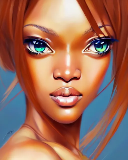 Image similar to portrait of Tyra Banks as Anime girl cute-fine-face, full body! full figure! pretty face, realistic shaded Perfect face, fine details. Anime. realistic shaded lighting by Ilya Kuvshinov Giuseppe Dangelico Pino and Michael Garmash and Rob Rey