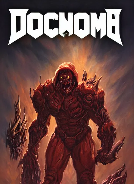 Image similar to ( doom ) box cover featuring hellknight by kenneth scott