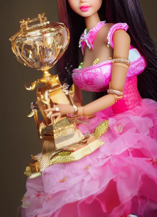 Image similar to photography of Asian Barbie doll, promotional material, award winning photography, 4K HD