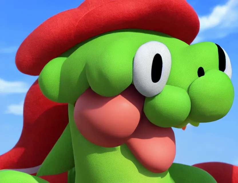 Image similar to highly detailed portrait of yoshi from nintendo, head and torso, unreal engine