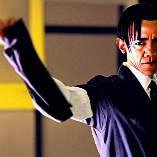 Prompt: obama as an ninja, film still from kill bill 2 0 0 4.