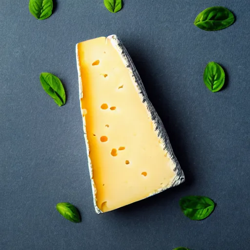 Prompt: a wedge of cheese with a green participation badge hanging from the side, stock art, 8K