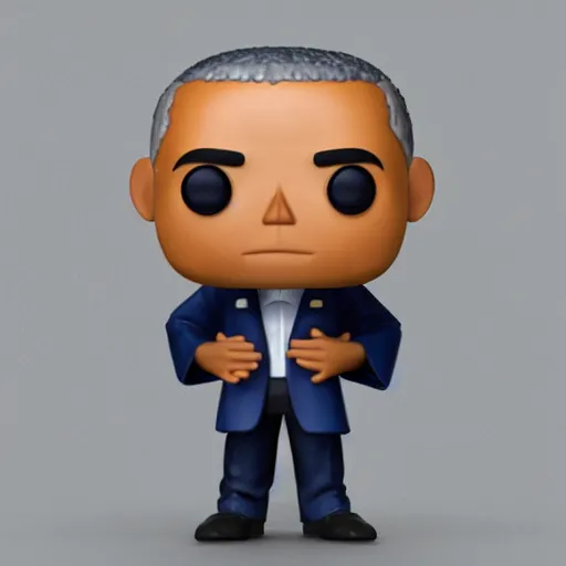 Image similar to full body 3d render of barack obama as a funko pop wearing a beautiful kimono, studio lighting, white background, blender, trending on artstation, 8k, highly detailed, bokeh, depth of field