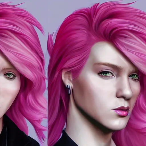 Prompt: portrait of donald trump with pink hair, boho chic. symmetry face, fine details. realistic shaded lighting, by sakimichan, kidmo, trending on pixiv, trending on artstation