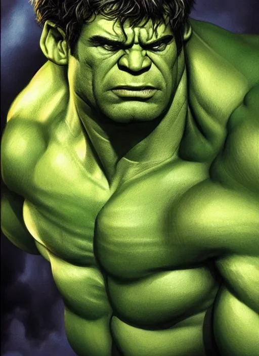 Image similar to the hulk, illustration portrait by mark brooks, detailed, soft lighting