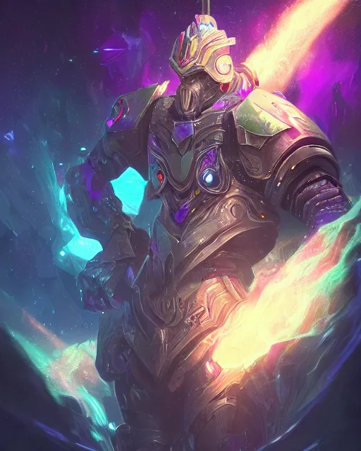 Image similar to Pauldrons made of galaxies and sci fi parts conjuring cosmic energy, surrealism, smooth, intricate, elegant, galactic energy, power aura, neon glowing spells, digital painting, artstation, concept art, high tech fantasy, sharp focus, illustration, art by Jason Chan and Riot Studios and Blizzard Studios