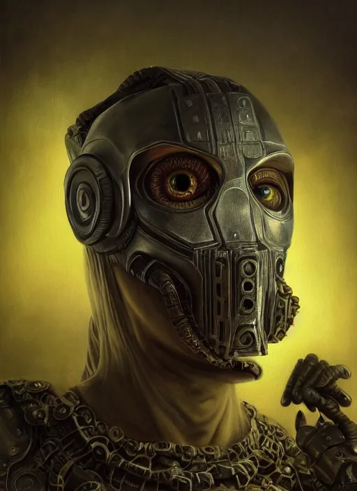 Image similar to techno dj mf doom reptile eyes, metal glowing skin. intricate, elegant, highly detailed, centered, digital painting, artstation, concept art, smooth, sharp focus, illustration, artgerm, tomasz alen kopera, peter mohrbacher, donato giancola, joseph christian leyendecker, wlop, frank frazetta