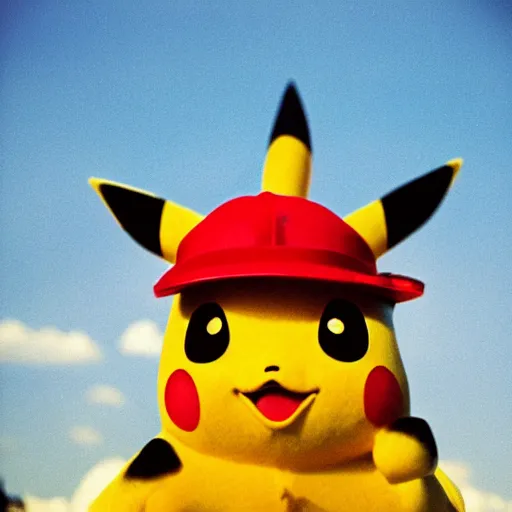 Prompt: A closeup film photography of a Pikachu, photo bySlim Aarons, award winning, 4K