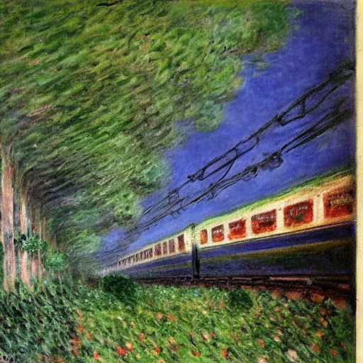 Prompt: shin kan sen train by claude monet