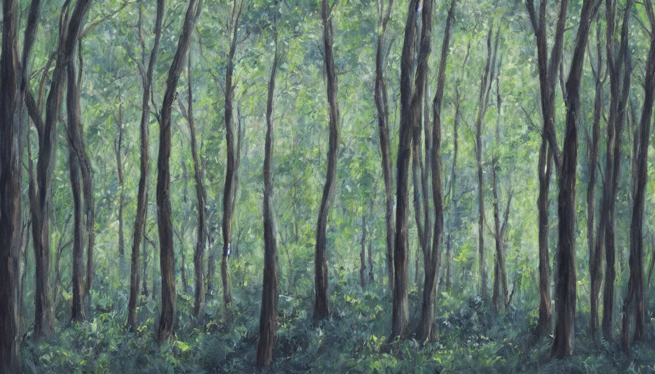 Image similar to a painting of a clearing in a forest, digital art