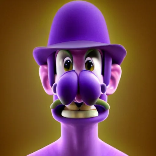 Image similar to stunning award winning hyperrealistic hdr 8 k highly detailed portrait photo of waluigi as a real human!!!!!!!!