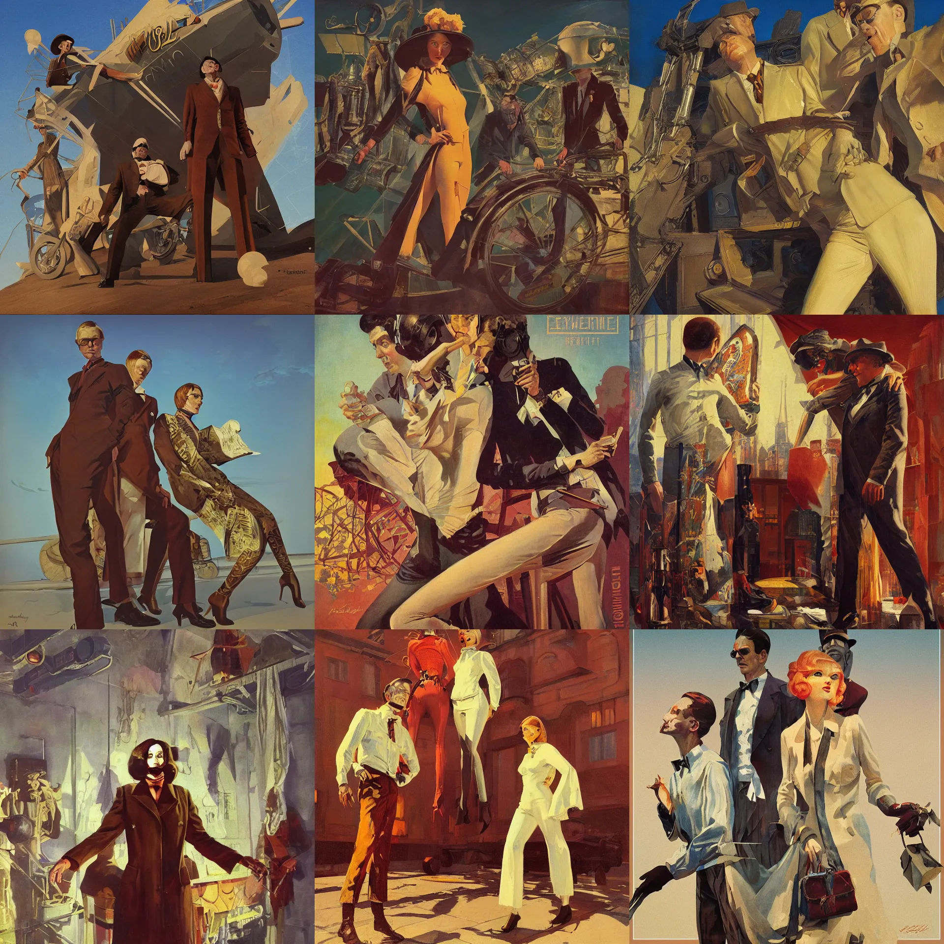 Prompt: pulp art, 1970s, artwork by Joseph Leyendecker and Hugh Ferriss and Robert McGinnis and Alfred Henry Maurer and sergey kolesov, impressionism, soviet paintings, 3d octane blender render, progressive rock album cover