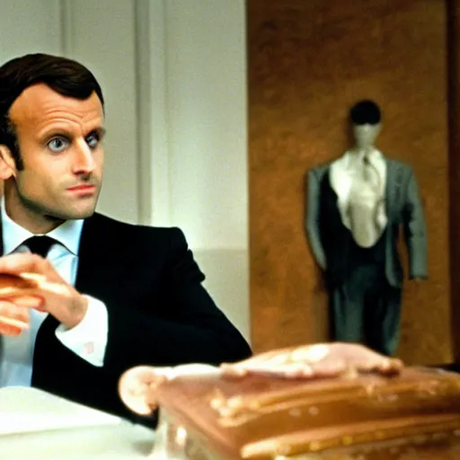 Image similar to god Emmanuel Macron in American Psycho (1999)