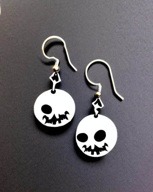 Image similar to tim burton spooky monster, 2 d lasercut earrings,