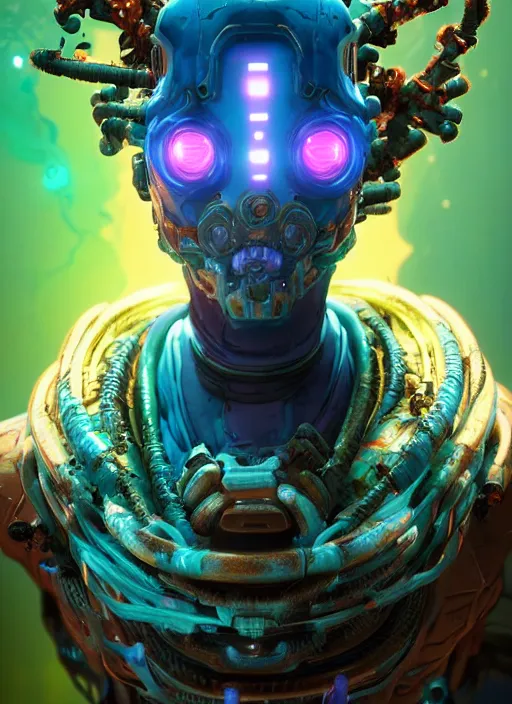 Prompt: glowwave portrait of biopunk biome from borderlands 3, au naturel, hyper detailed, digital art, trending in artstation, cinematic lighting, studio quality, smooth render, unreal engine 5 rendered, octane rendered, art style by klimt and nixeu and ian sprigger and wlop and krenz cushart.