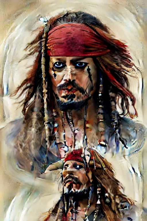 Image similar to Boris Johnson as Jack Sparrow, Boris Johnson hairstyle, realistic portrait, symmetrical, highly detailed, digital painting, artstation, concept art, smooth, sharp focus, illustration, cinematic lighting, art by artgerm and greg rutkowski and alphonse mucha