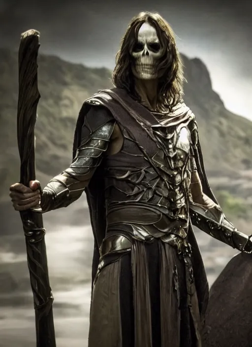 Image similar to movie still of skeletor as aragorn in lord of the rings, 8 k, hd