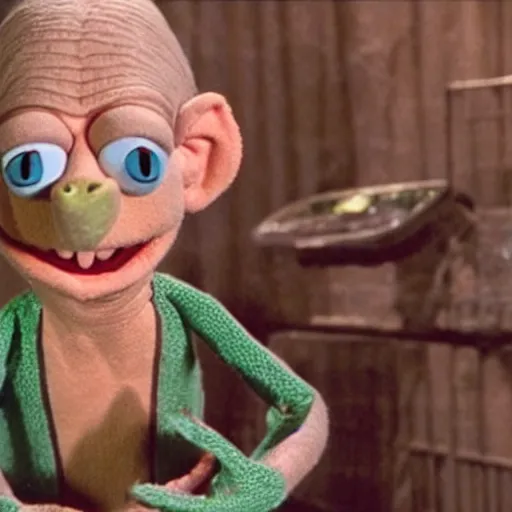 Prompt: gollum in the muppet show