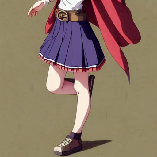 Image similar to a beautiful! boyish! natalie portman model, wearing catholic school girl outfit with mayan pattern and native style, chrono trigger jrpg aztec street fashion, gapmoe yandere grimdark, trending on pixiv fanbox, painted by greg rutkowski makoto shinkai takashi takeuchi studio ghibli, akihiko yoshida