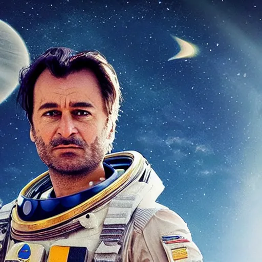 Image similar to kurdish astronaut in a movie directed by christopher nolan, movie still frame, promotional image, imax 7 0 mm footage