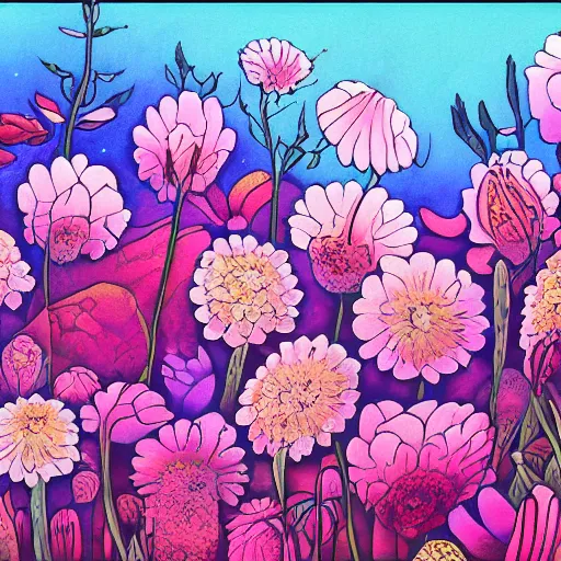 Image similar to surreal waiizi flowers, art by Joshy Sly