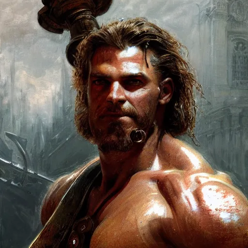 Image similar to handsome portrait of a spartan guy bodybuilder posing, radiant light, caustics, war hero, bloodborne, by gaston bussiere, bayard wu, greg rutkowski, giger, maxim verehin