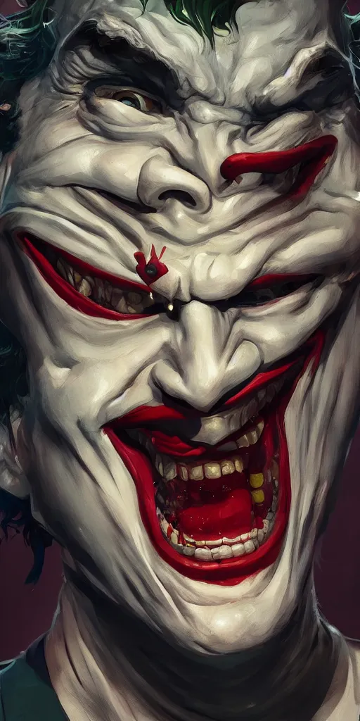 Prompt: Every joker ever laughing at me, Darek Zabrocki, Karlkka, Jayison Devadas, Phuoc Quan, trending on Artstation, 8K, ultra wide angle, pincushion lens effect