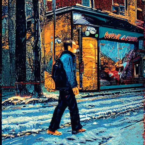 Prompt: an analog photograph of christopher walkin, by dan mumford and sandra chevrier, 4 k